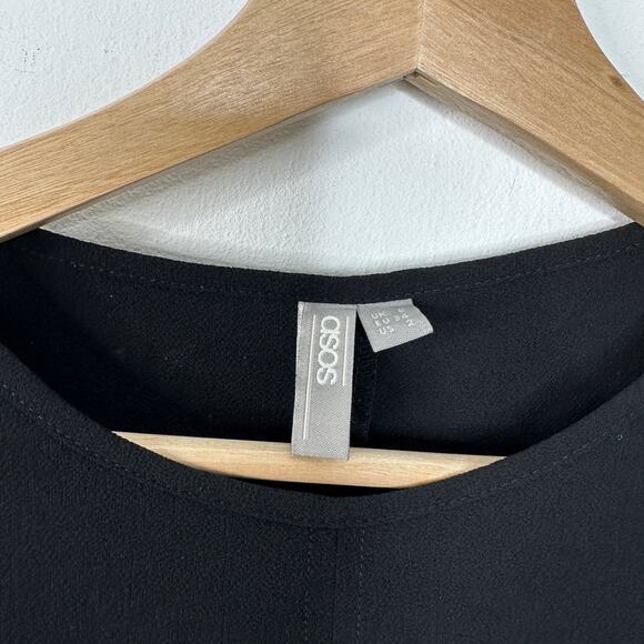 ASOS Black High Low Rib Tie Slip Dress Size 2 - Picture 6 of 6